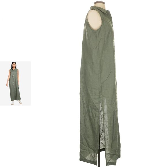 GAP linen blend sleeveless maxi shirt dress in mesculen green (XXL) - Picture 1 of 9